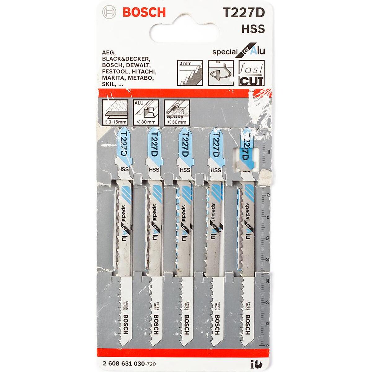 Набор пилок для лобзика по алюминию Bosch T227D 100мм 5шт (030) — Фото 1